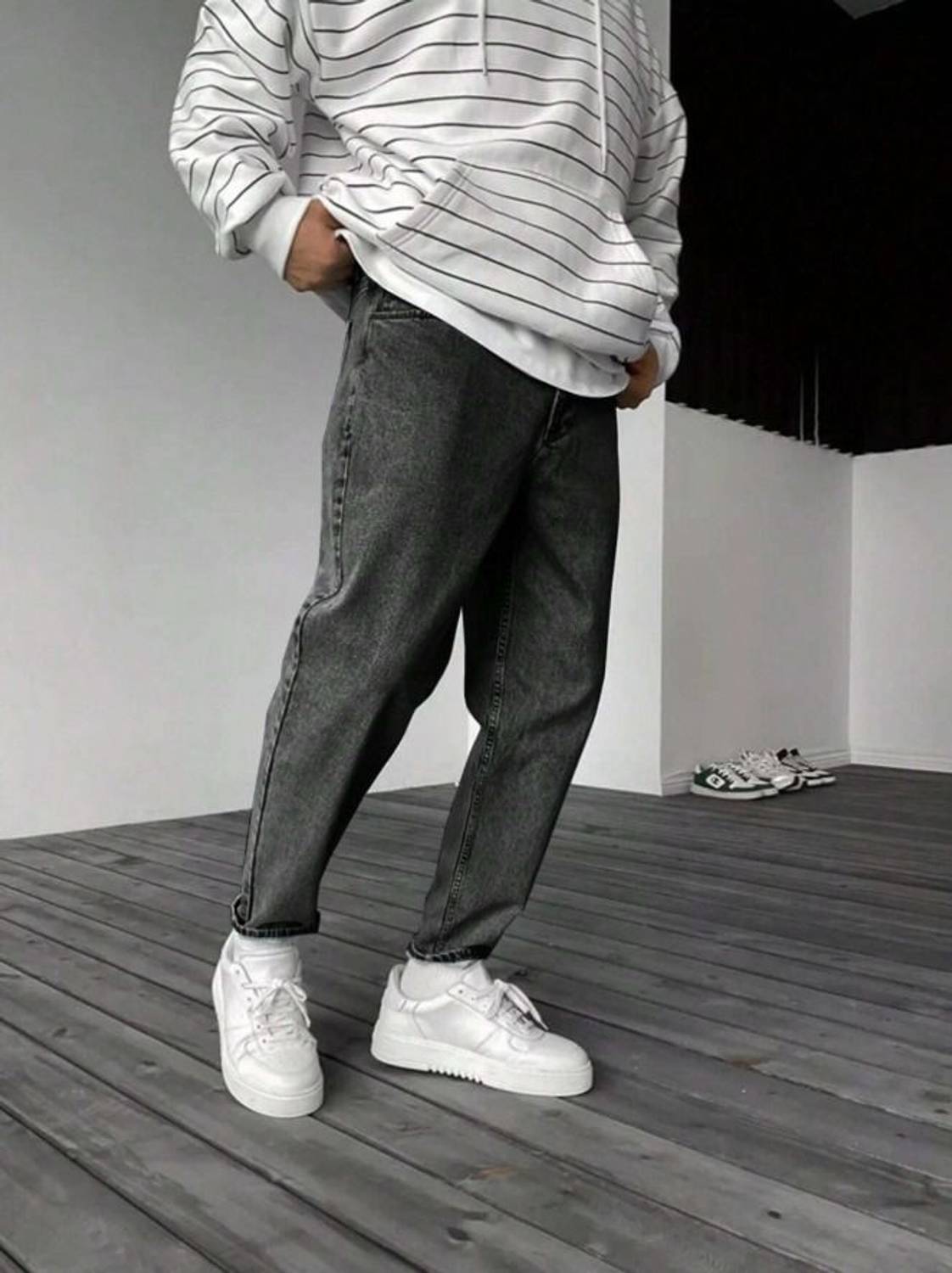 arshfashion Loose Fit Men Grey Jeans - Image 4