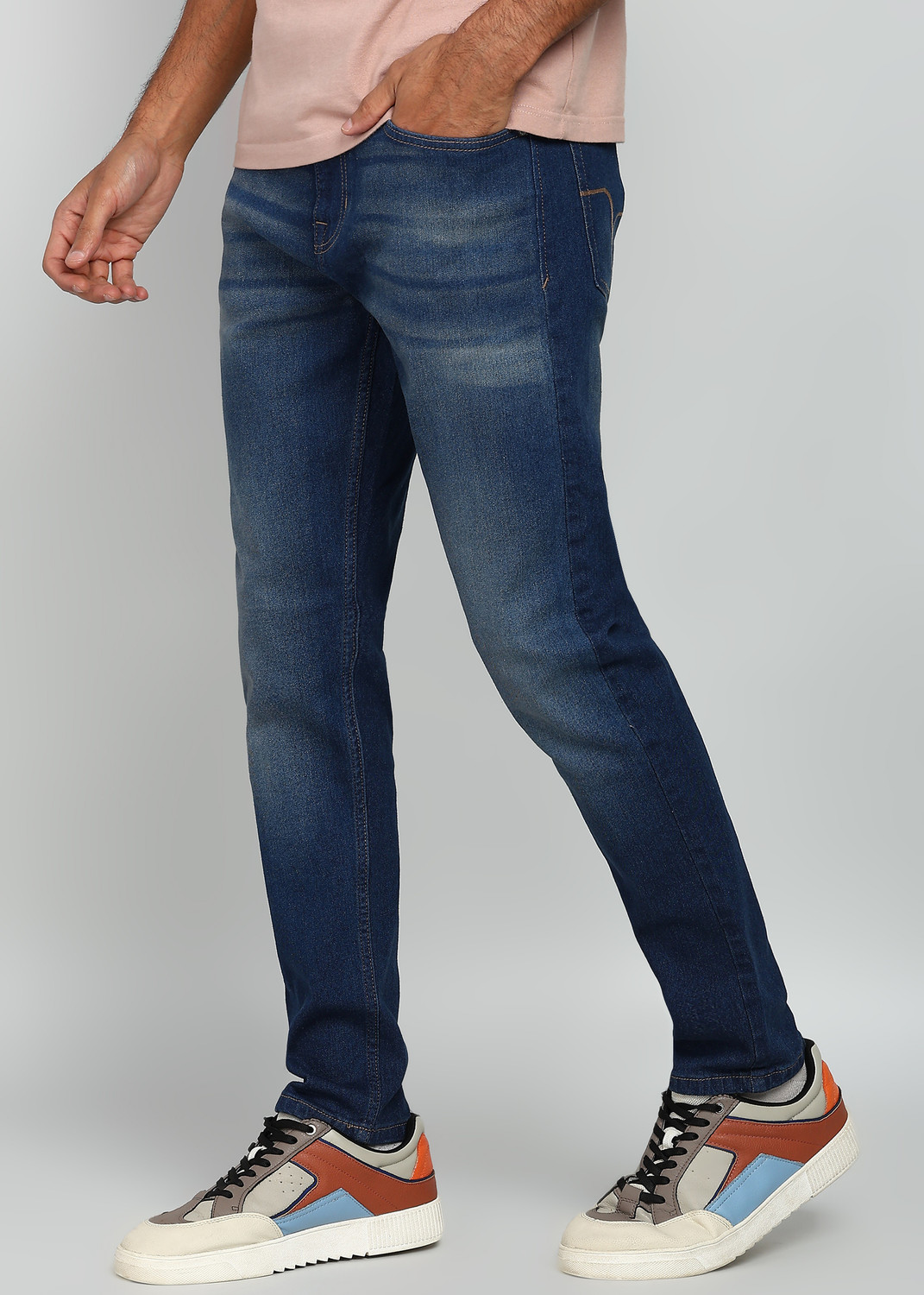 Image of FLYING MACHINE Slim Men Dark Blue Jeans