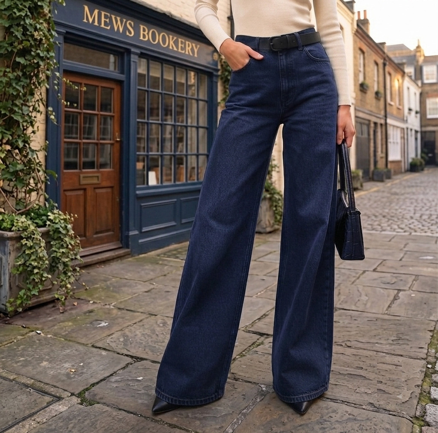 Image of Dollfashion Baggy Fit Women Dark Blue Jeans