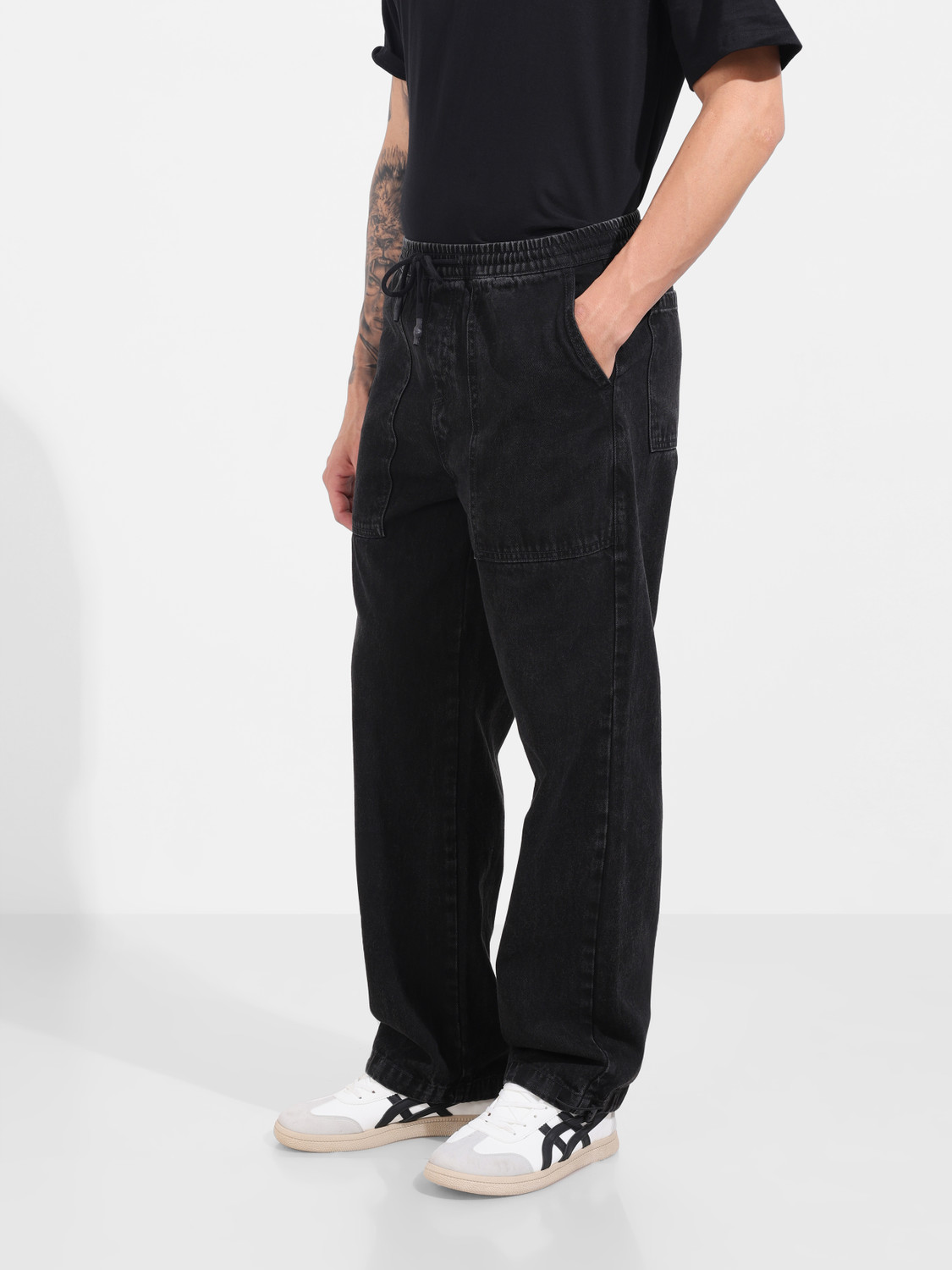 Image of The Indian Garage Co. Relaxed Fit Men Black Jeans