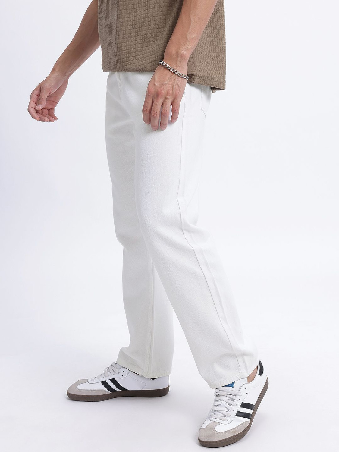 Image of Glitchez Straight Fit Men White Jeans