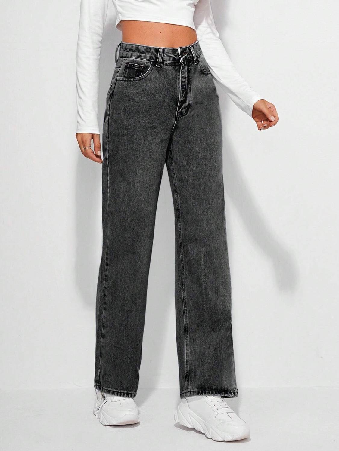 CHALODIA Loose Fit Women Dark Grey Jeans
