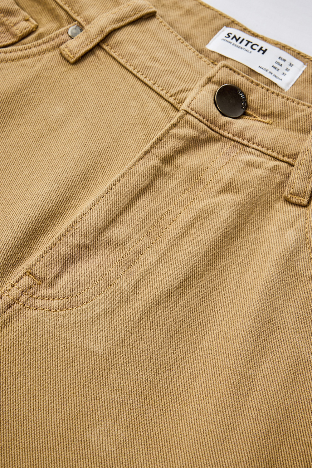 Image of Snitch Straight Fit Men Beige Jeans