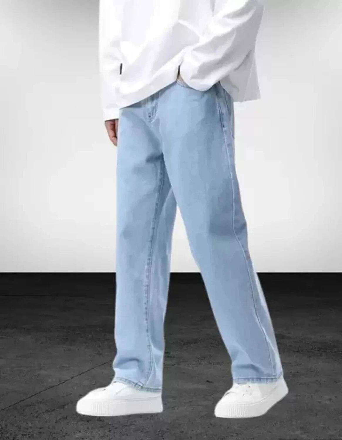 MEIXN Loose Fit Men Light Blue Jeans - Image 3