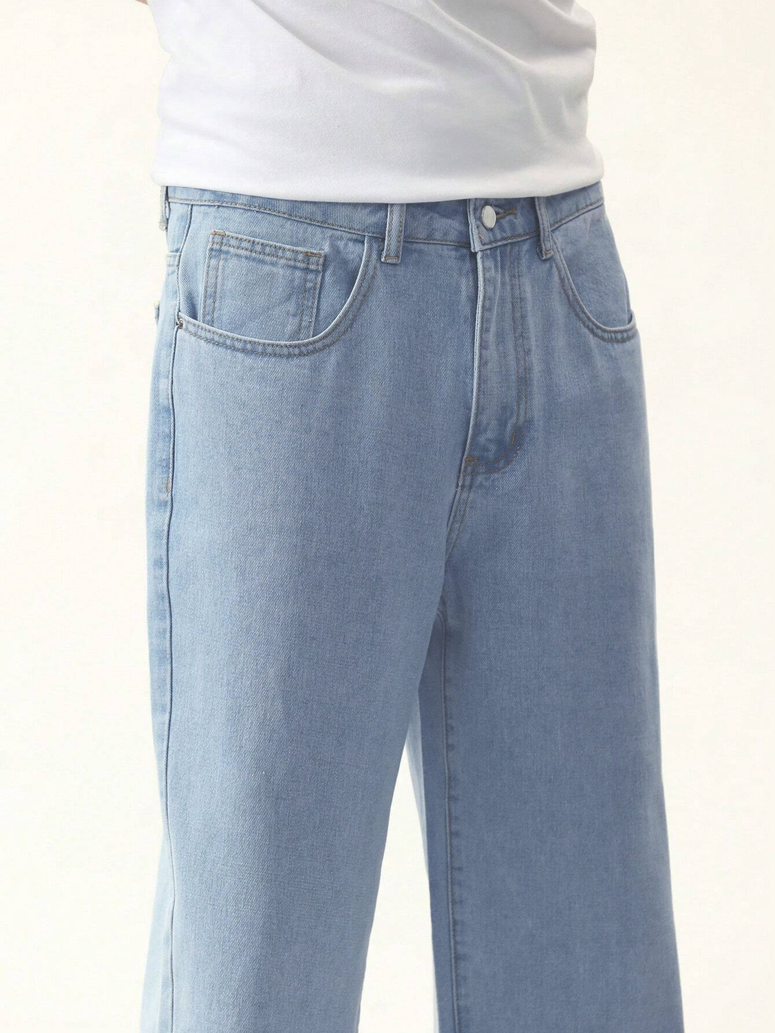 Image of POSHAX Men Regular Mid Rise Light Blue Jeans