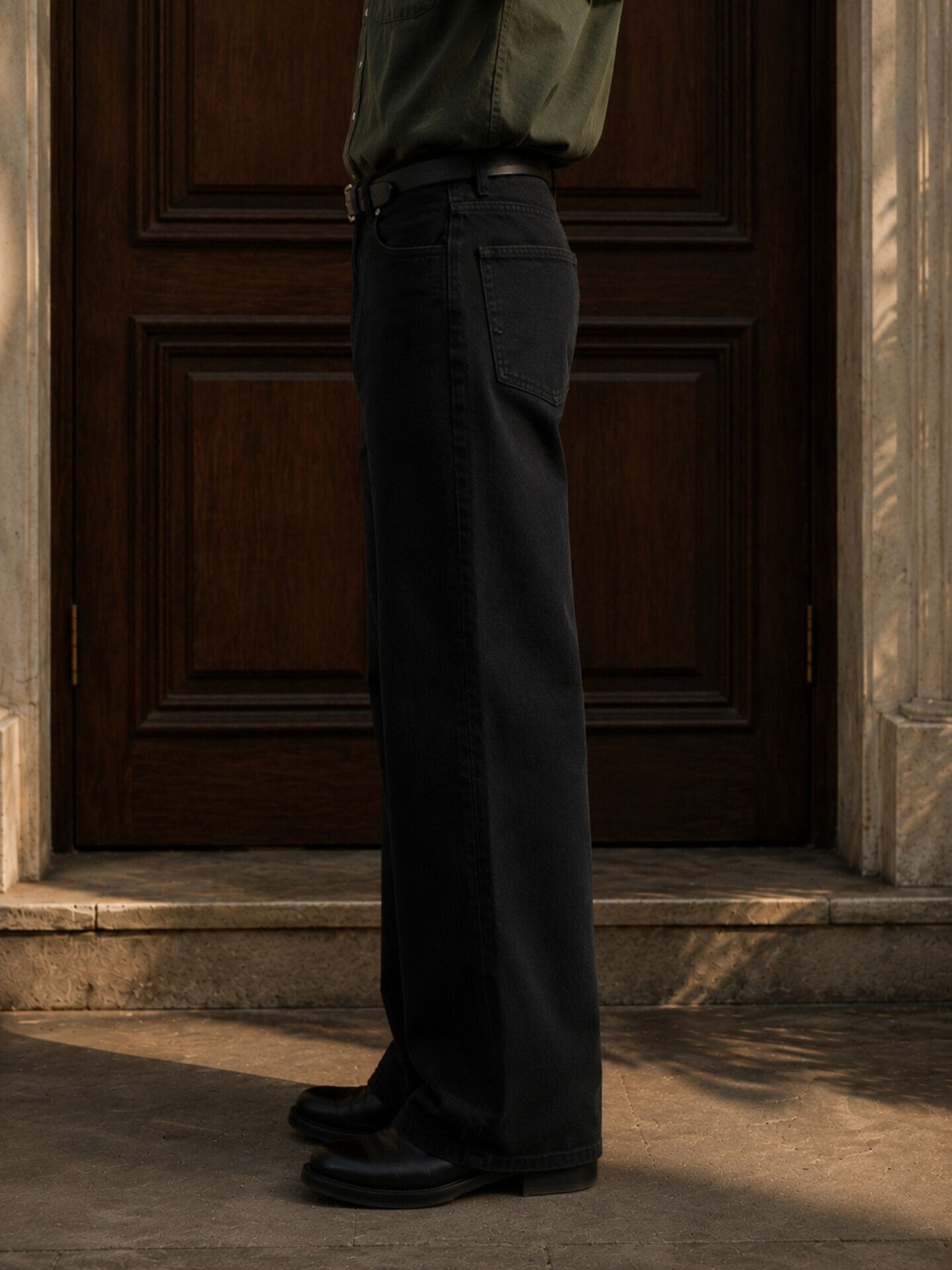 Image of Veltick Men Baggy Fit Mid Rise Black Jeans