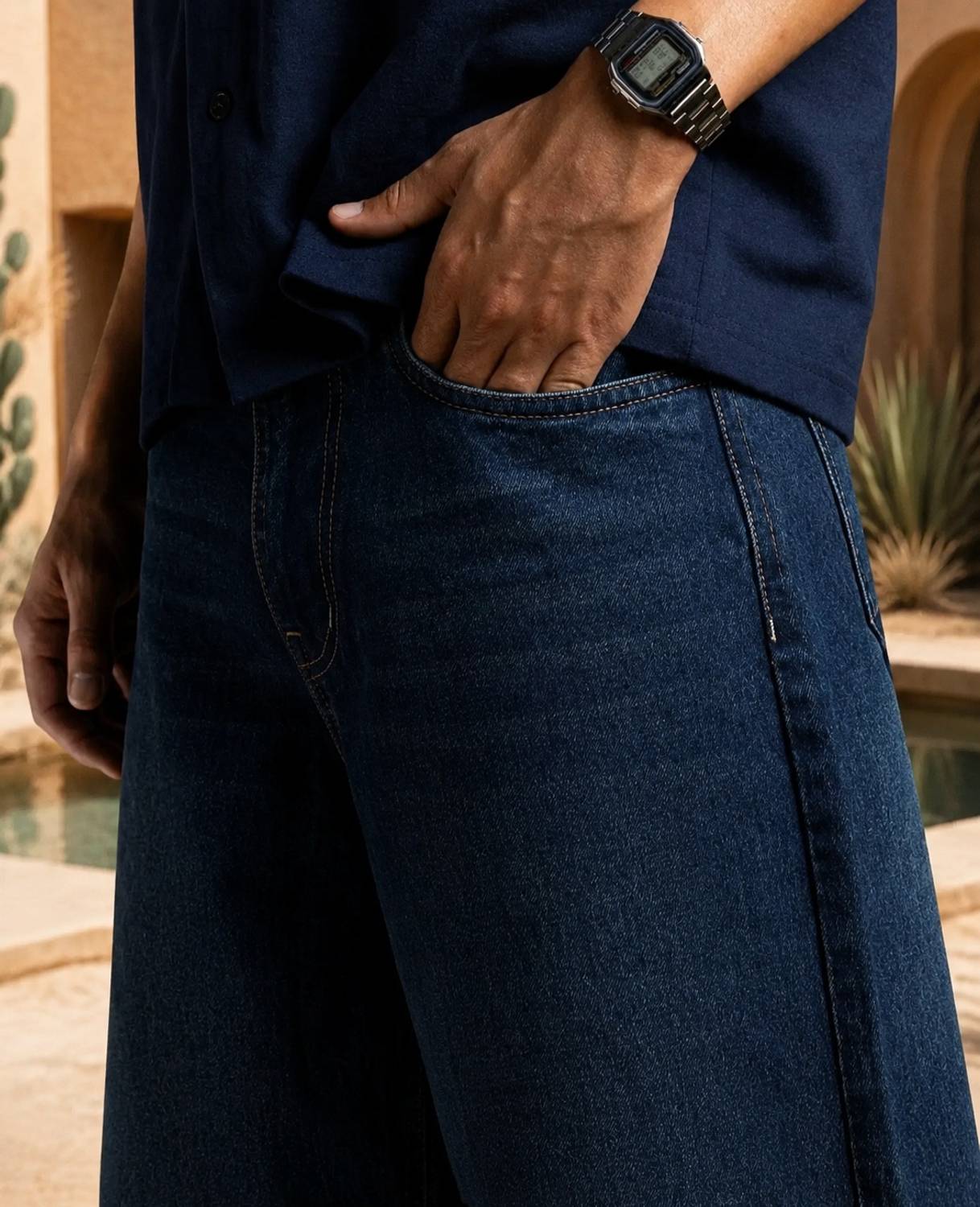 Playfeel Baggy Fit Men Dark Blue Jeans - Image 3