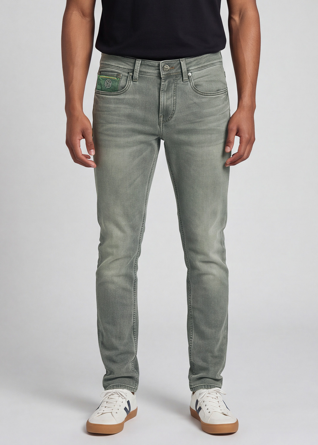 Image of KILLER Men Skinny Mid Rise Dark Green Jeans