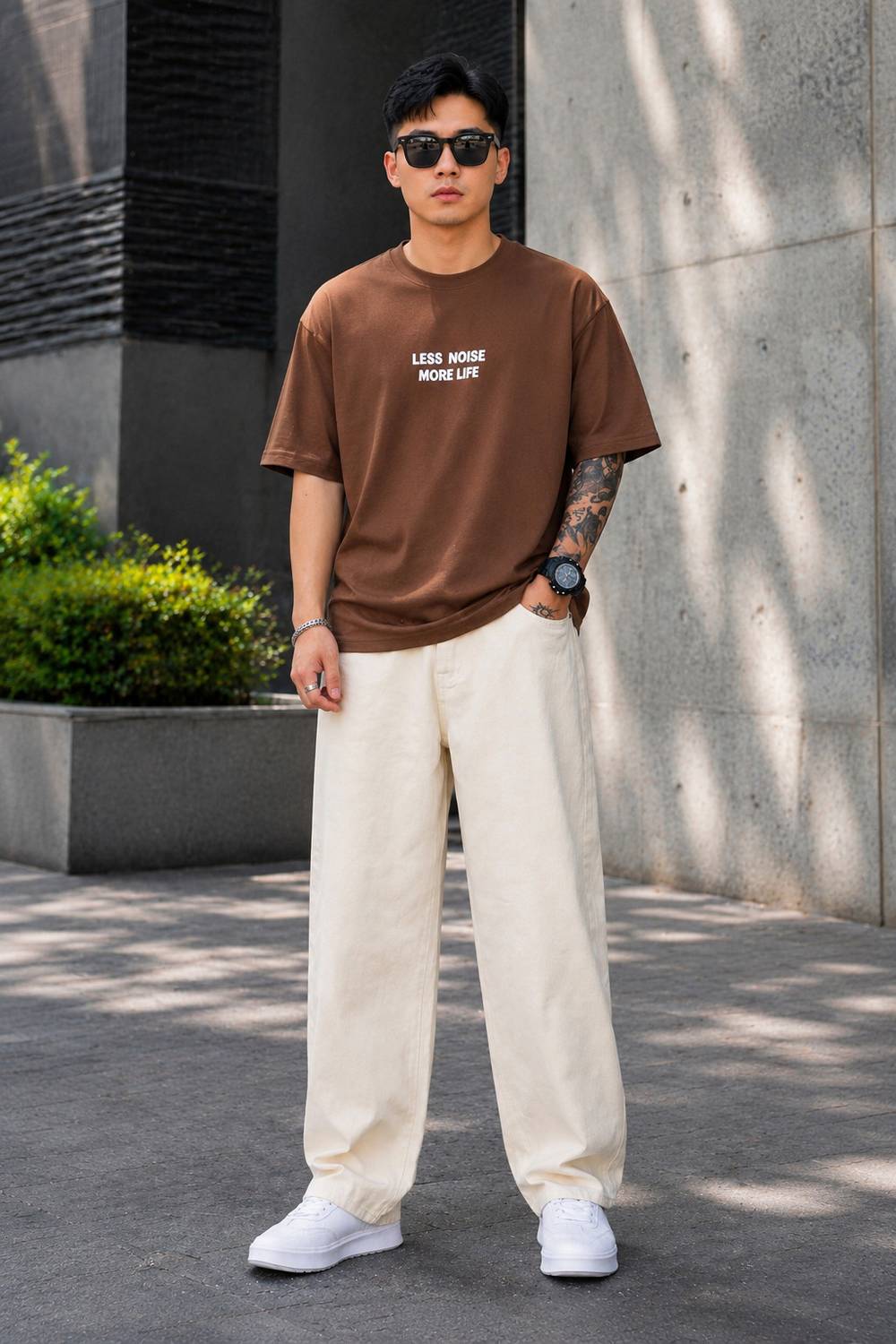 DENIM LOOK Loose Fit Men Beige Jeans - Image 4
