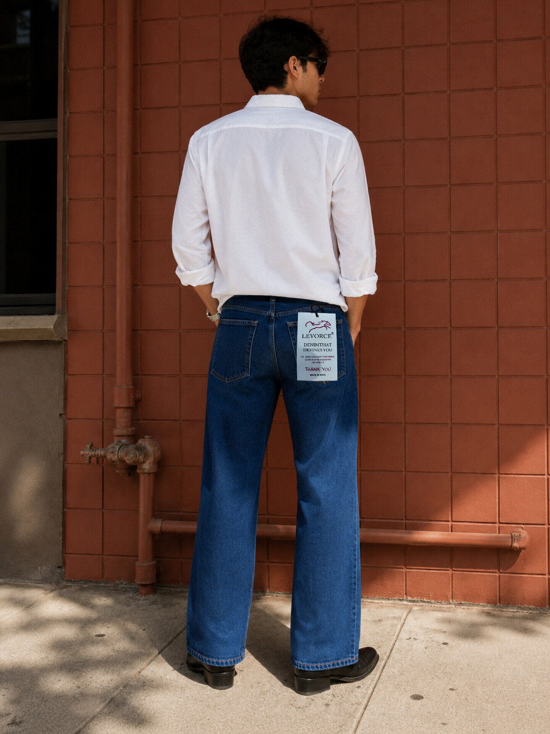 Image of LEVORCE Loose Fit Men Dark Blue Jeans