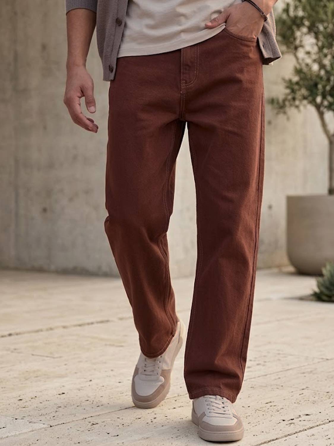 Urbano Loose Fit Men Brown Jeans - Image 1