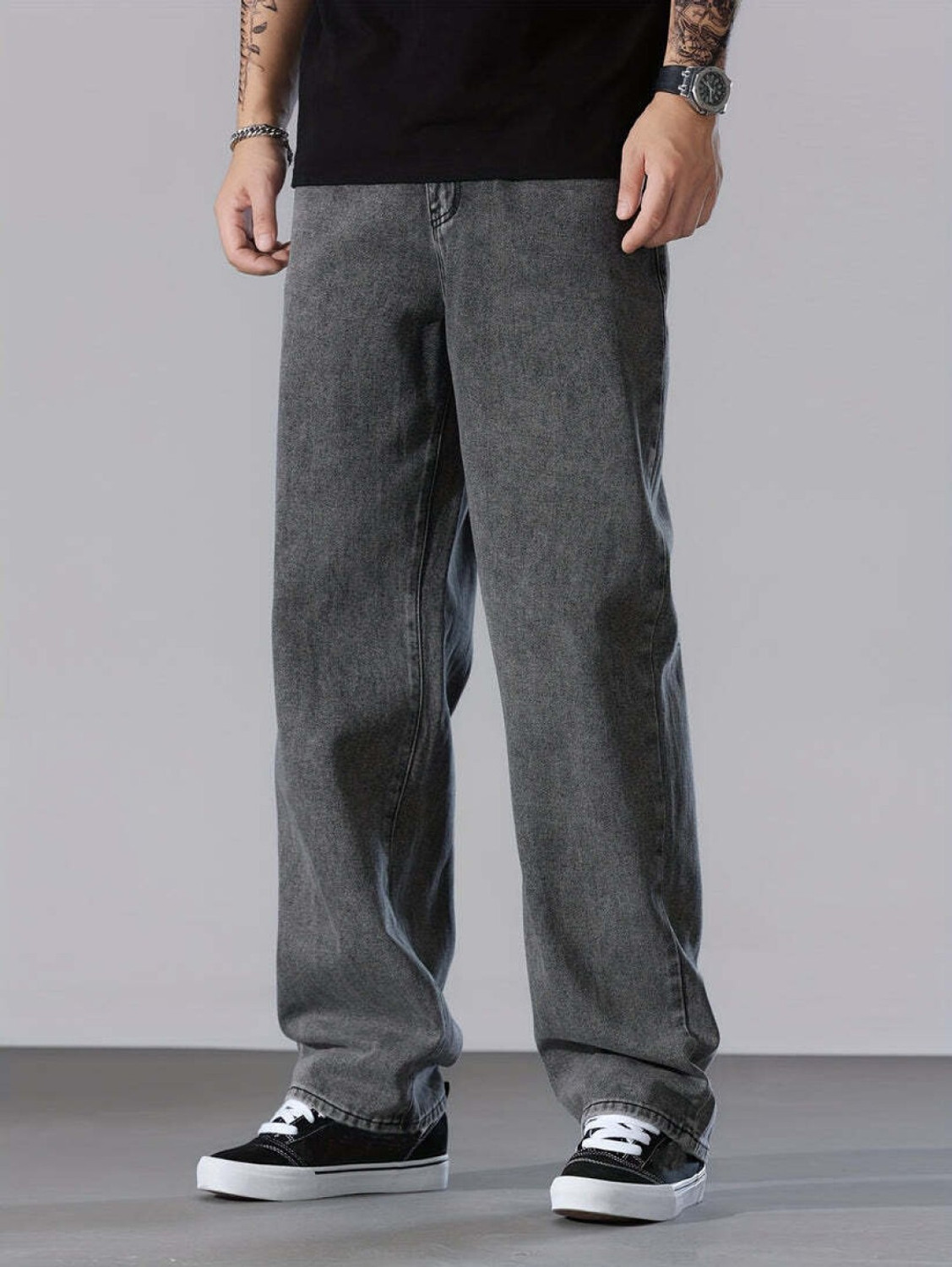 Image of NTROOK Loose Fit Men Grey Jeans