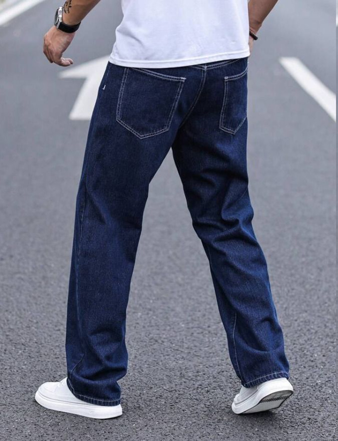 Image of JAAR FASHION Loose Fit Men Dark Blue Jeans