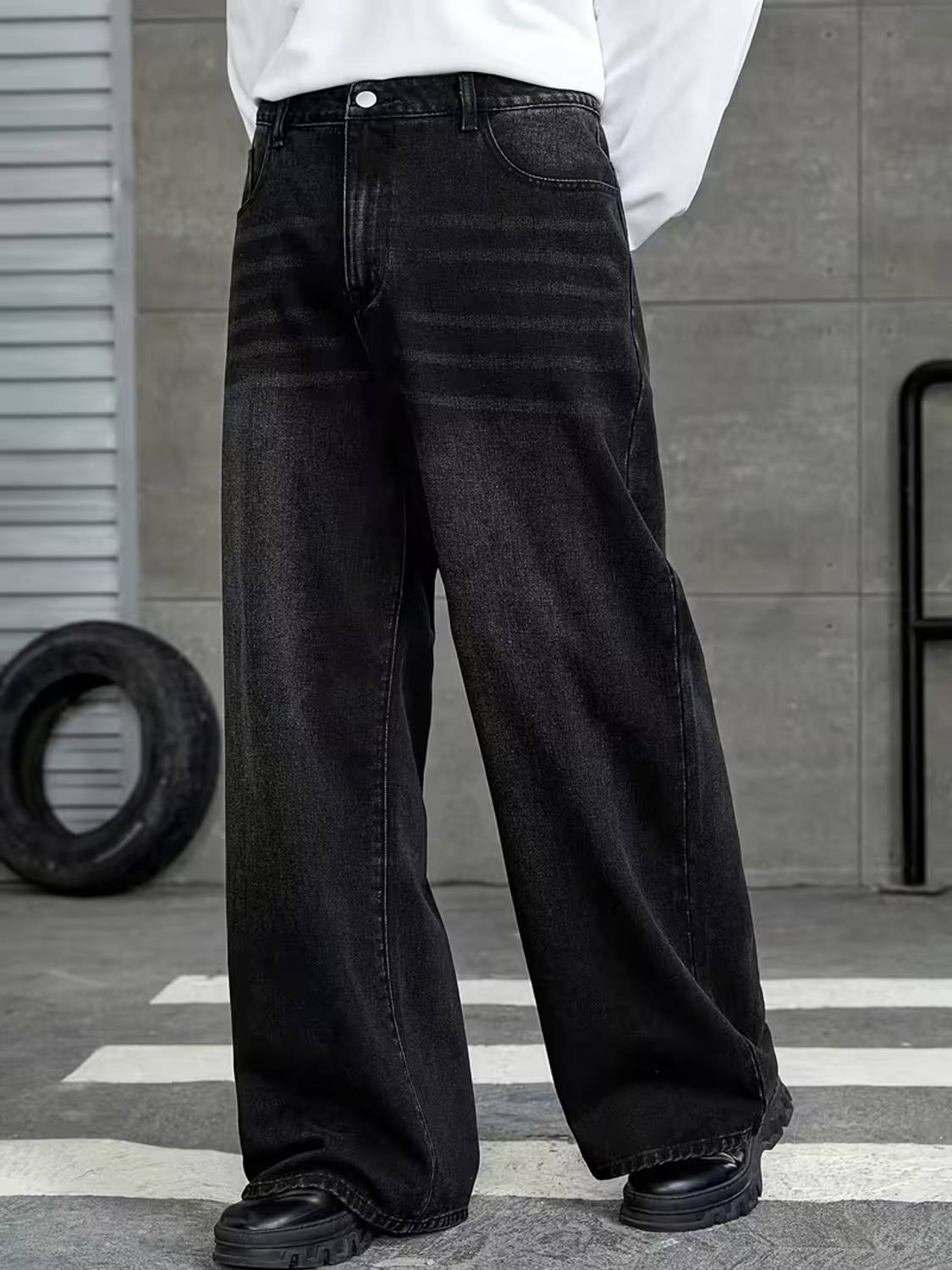 sky collection Wide Leg Black Jeans - Image 4