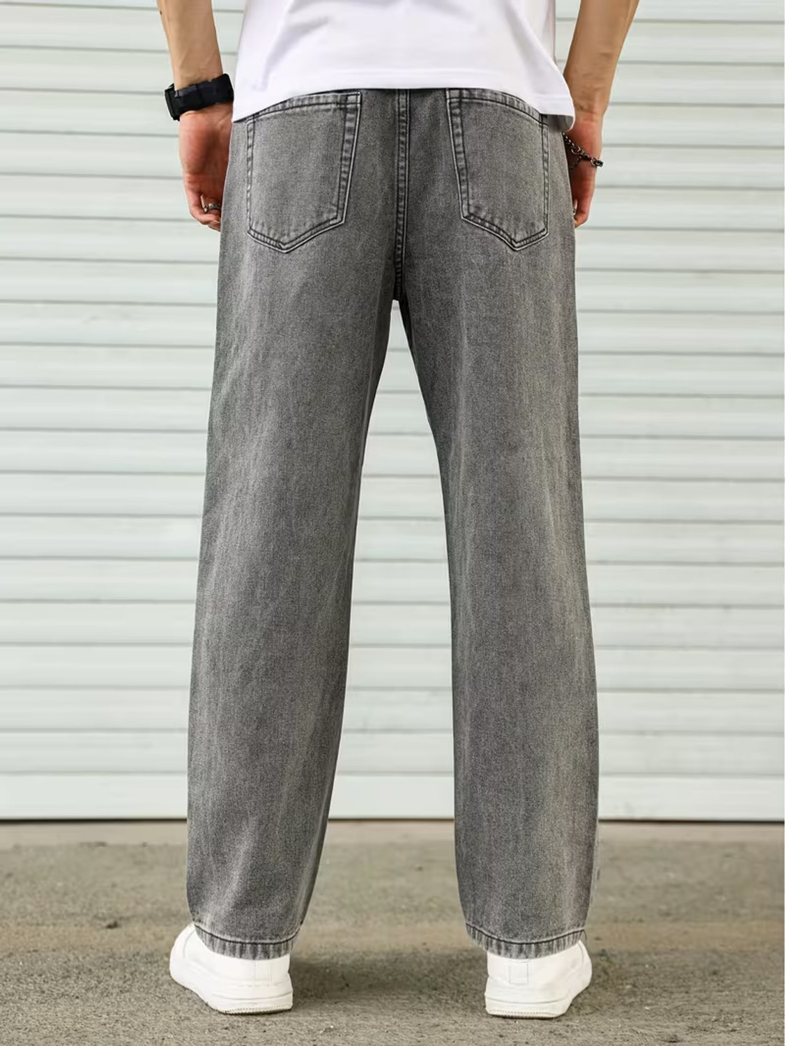 Image of DENIM4MEN Straight Fit Men Grey Jeans