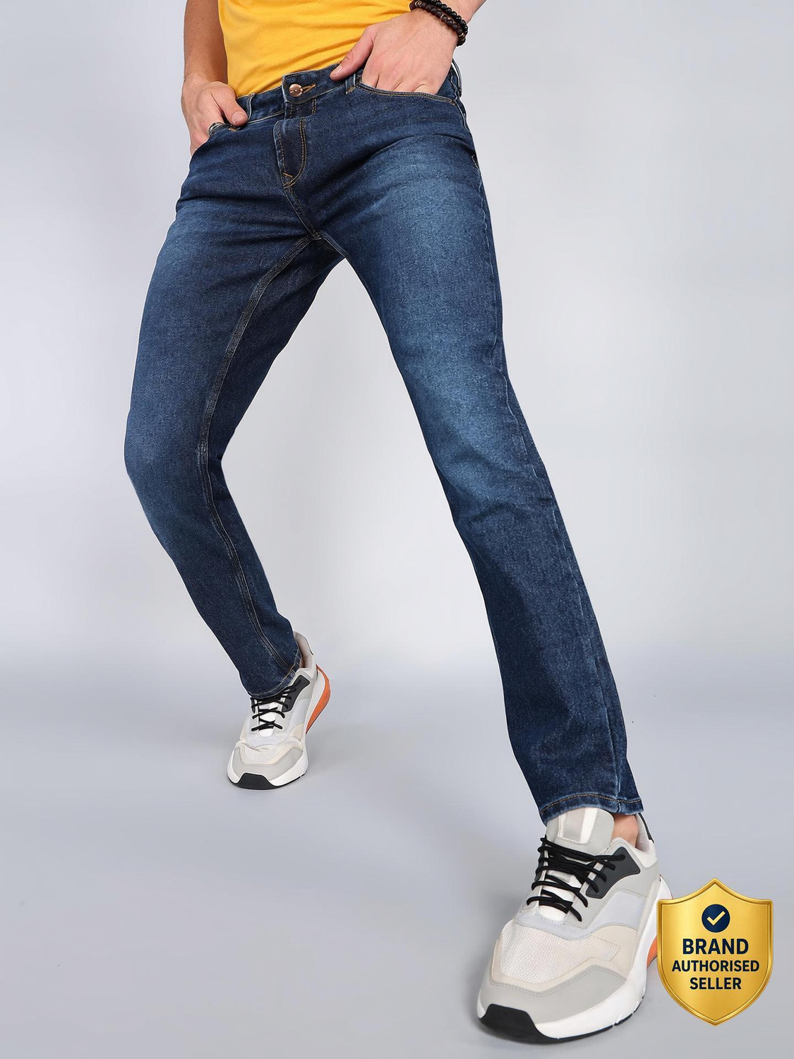 Image of Spykar Men Slim Low Rise Blue Jeans