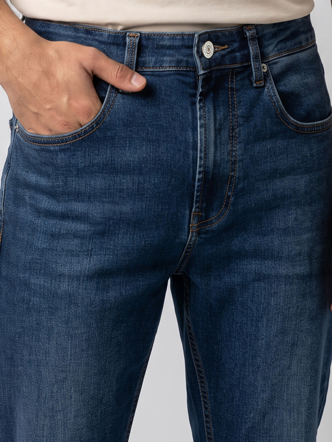 Image of Spykar Boot-Leg Men Blue Jeans