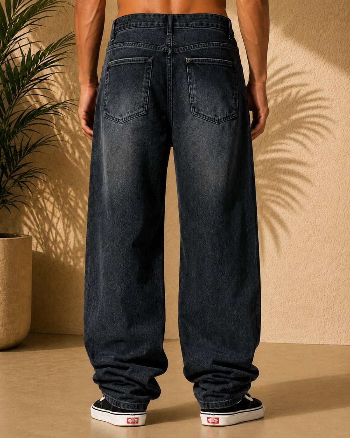 sanedi Baggy Fit Men Black Jeans - Image 2
