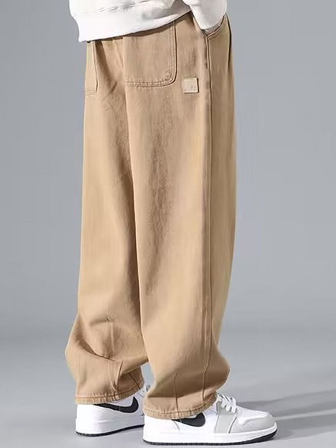 Image of HERE&NOW Relaxed Fit Men Beige Jeans