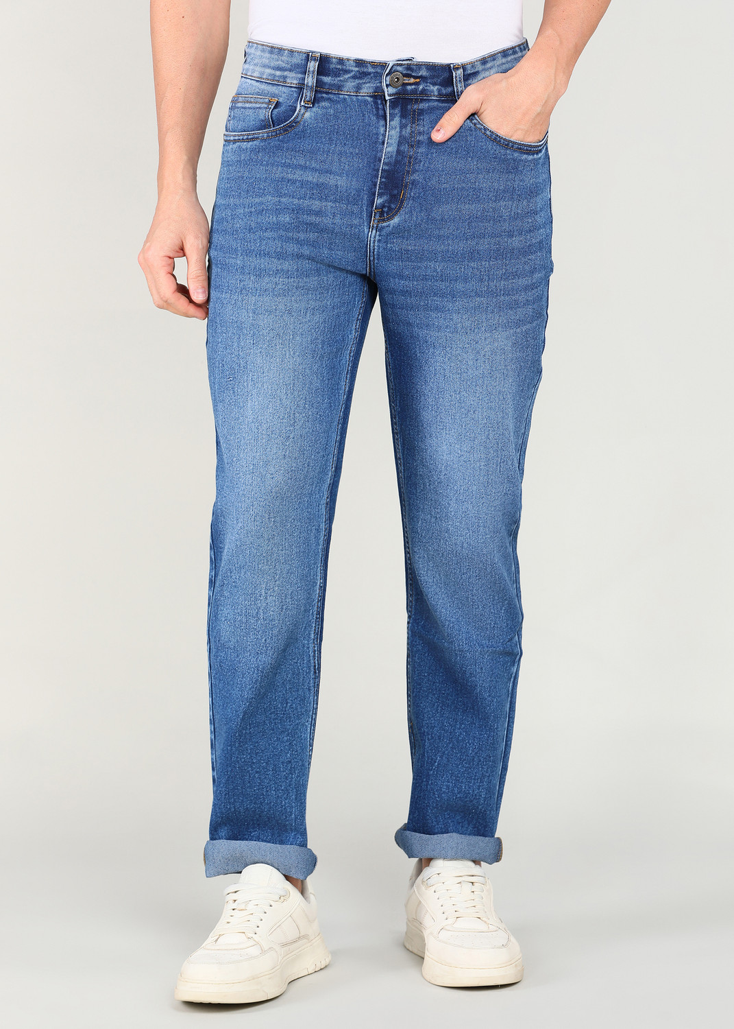 Image of R.Code by The Roadster Life Co. Regular Men Blue Jeans