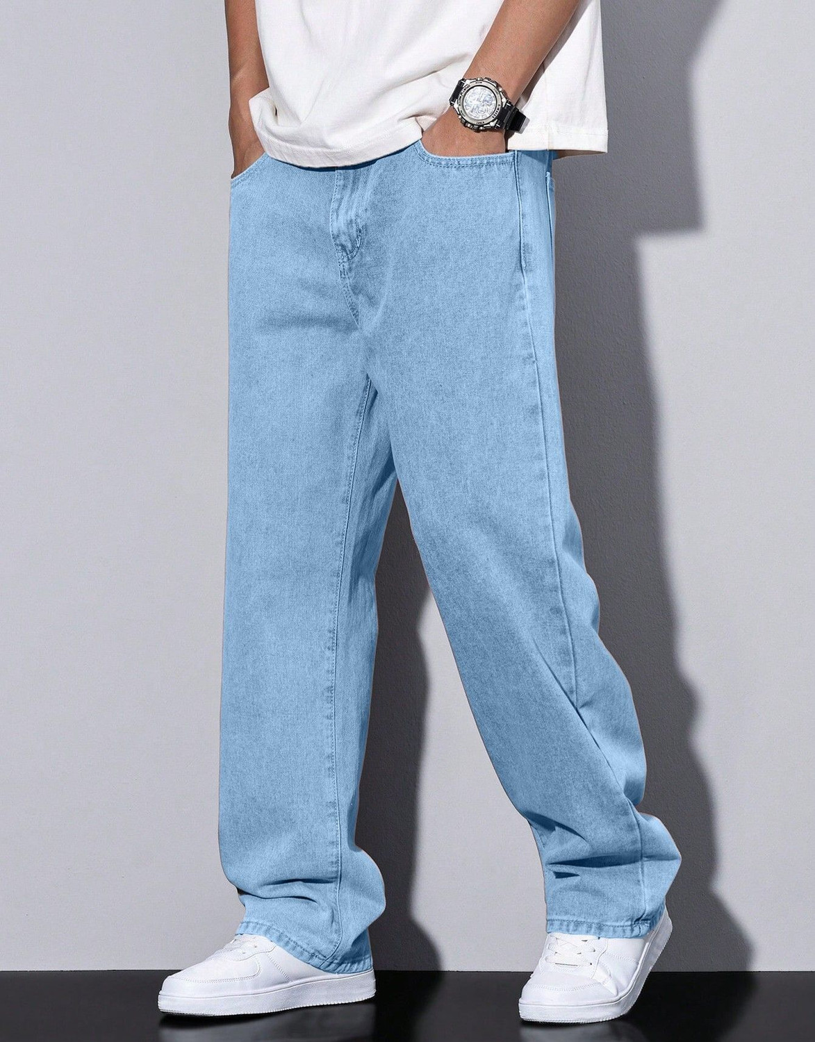 Image of Plus91 Straight Fit Men Light Blue Jeans