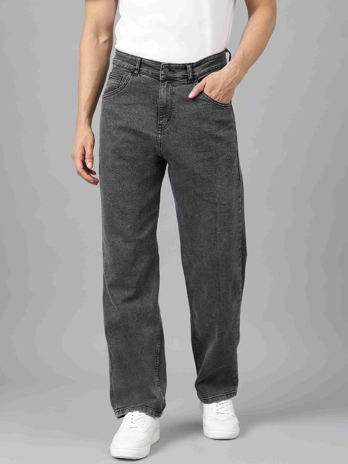 HIGH DENIM Straight Fit Men Dark Grey Jeans - Image 3