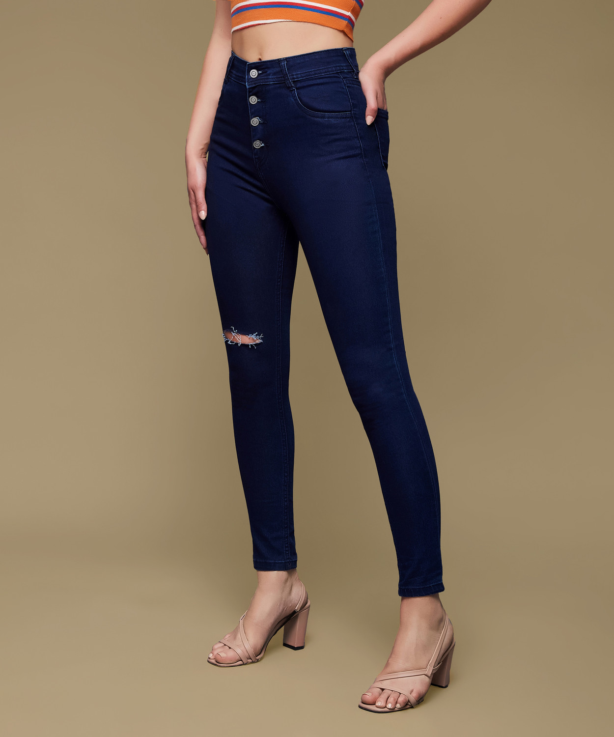 Image of Miss Chase Skinny Women Dark Blue Jeans