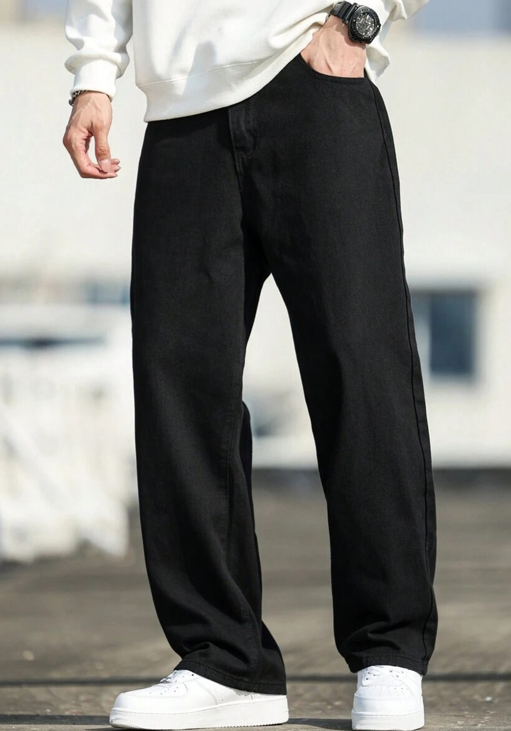 Image of DENIM LOOK Loose Fit Men Black Jeans