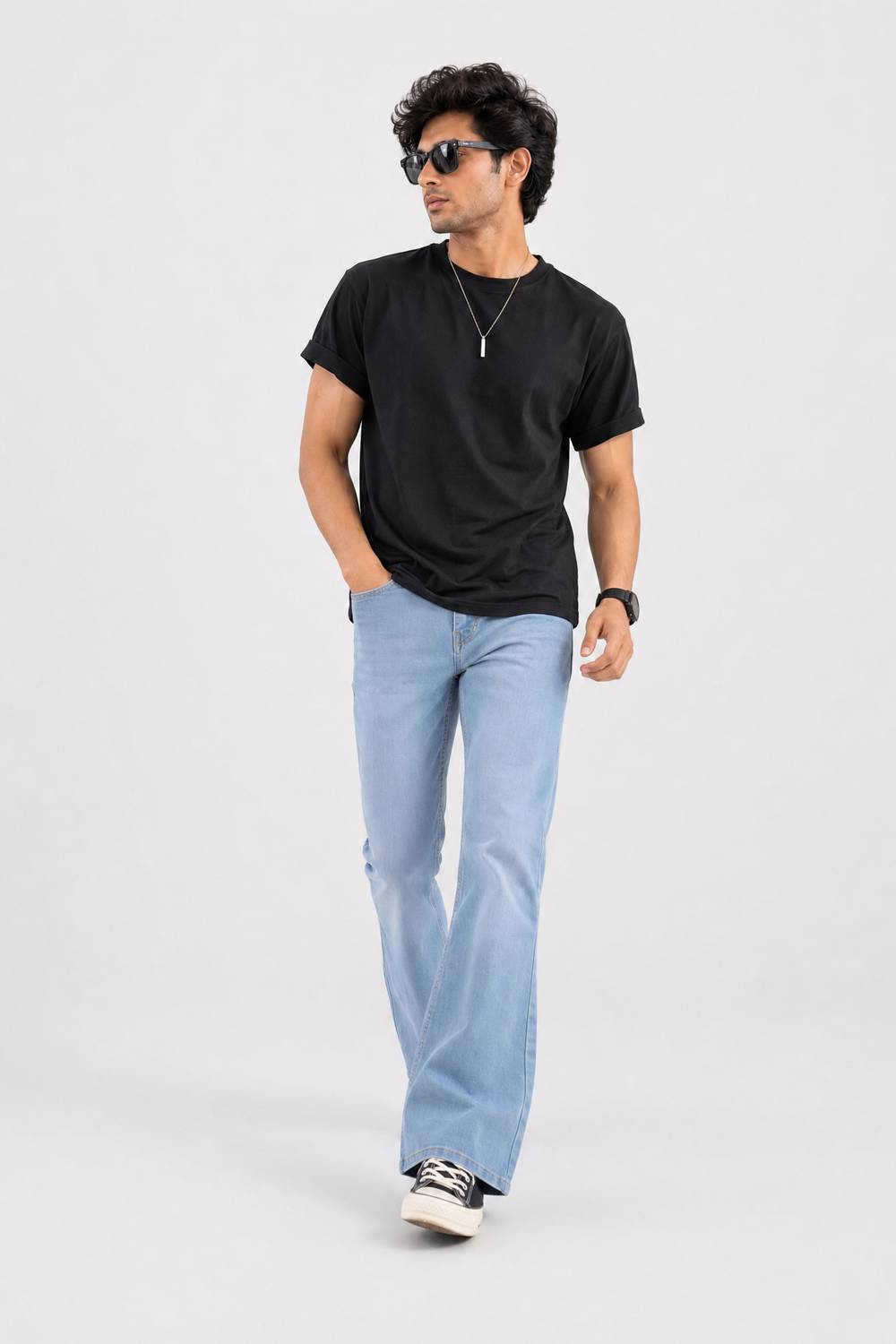 LA HOMMI Boot-Leg Men Light Blue Jeans - Image 2
