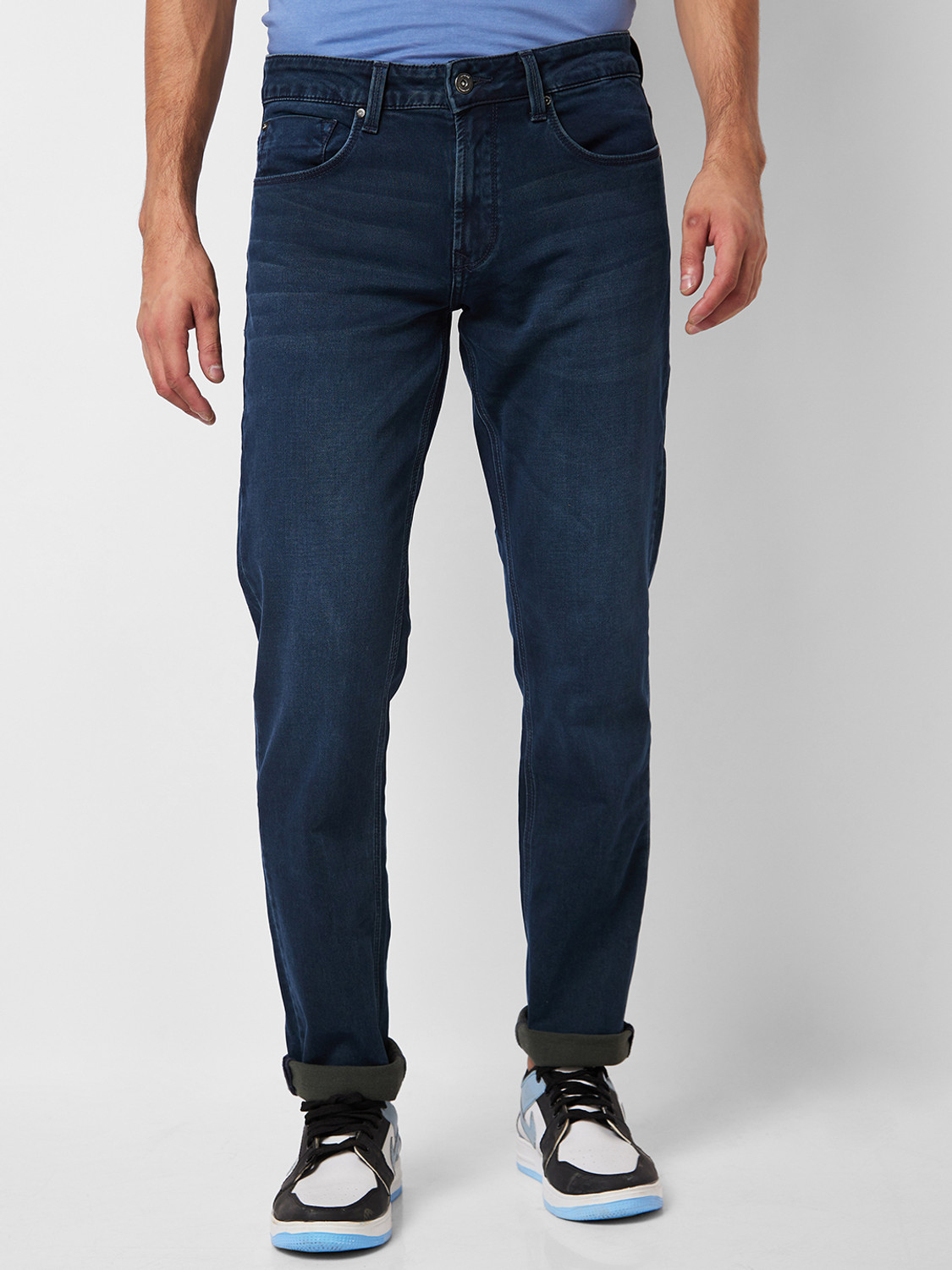 Image of Spykar Regular Men Dark Blue Jeans