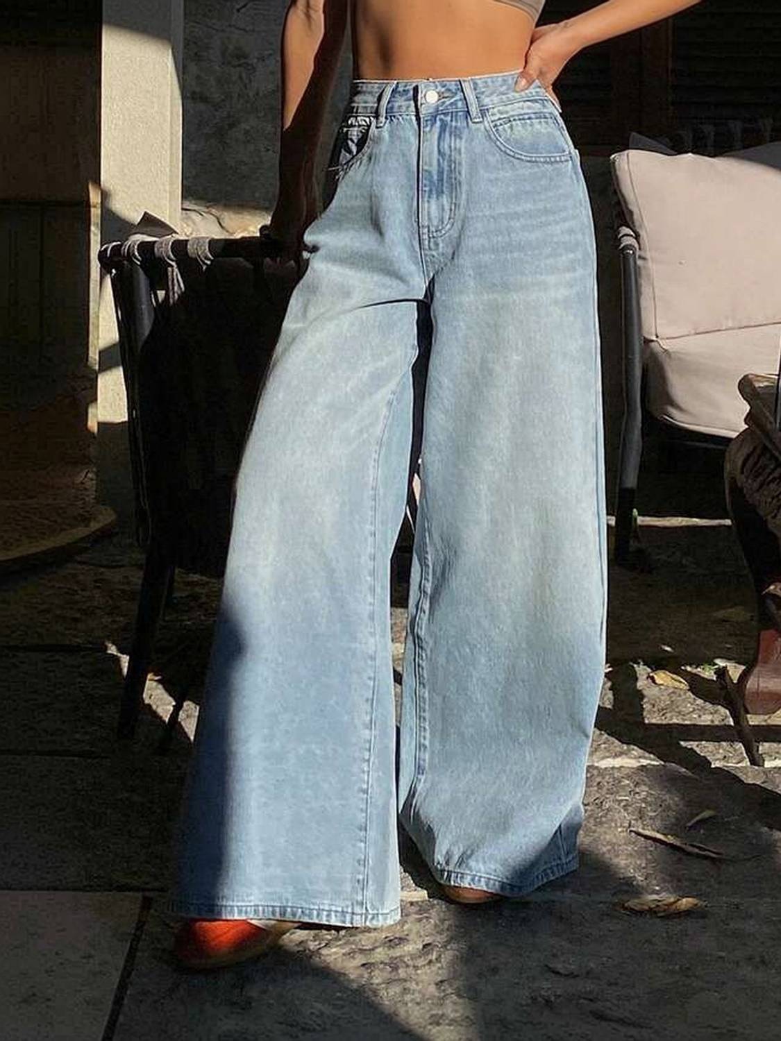 AAV2 Wide Leg Women Light Blue Jeans - Image 3