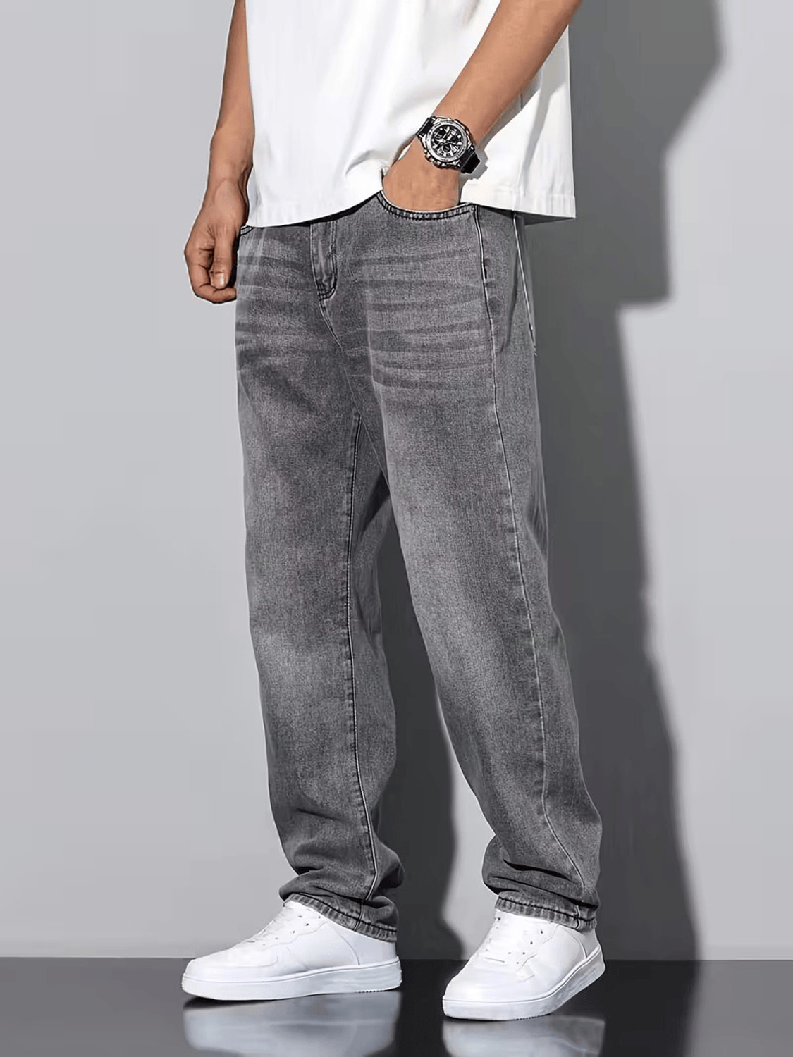 Image of JAARA Straight Fit Men Grey Jeans