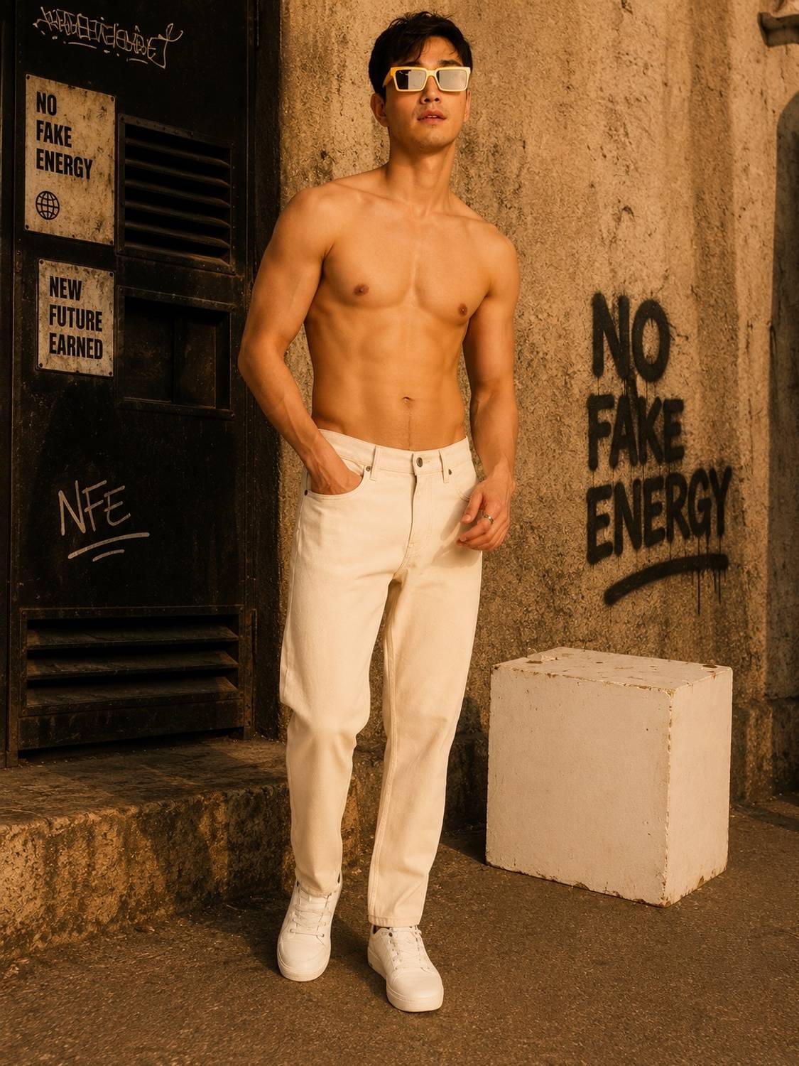 Bene Kleed Regular Men Beige Jeans - Image 4