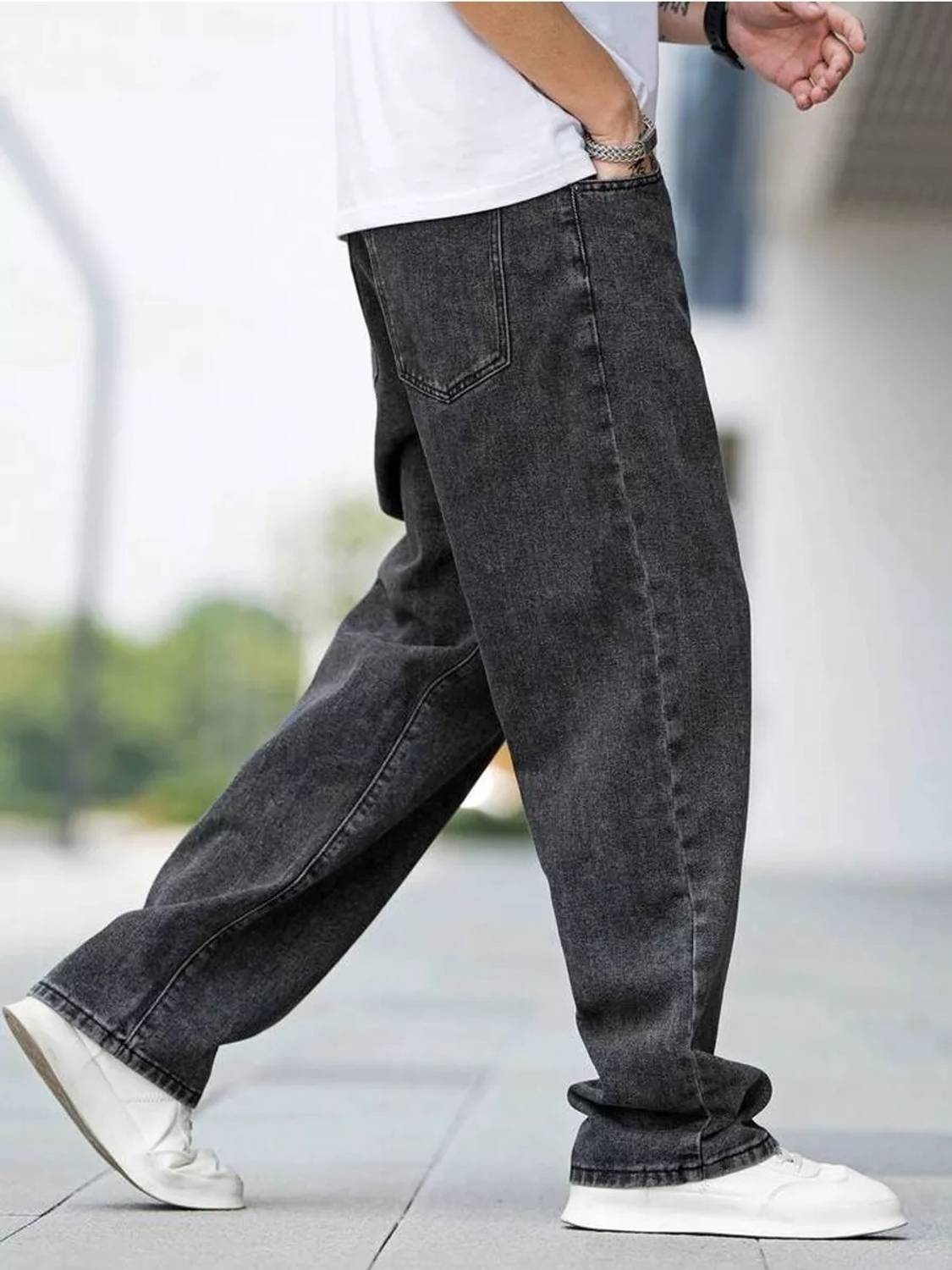 DENIM4MEN Straight Fit Dark Grey Jeans - Image 4