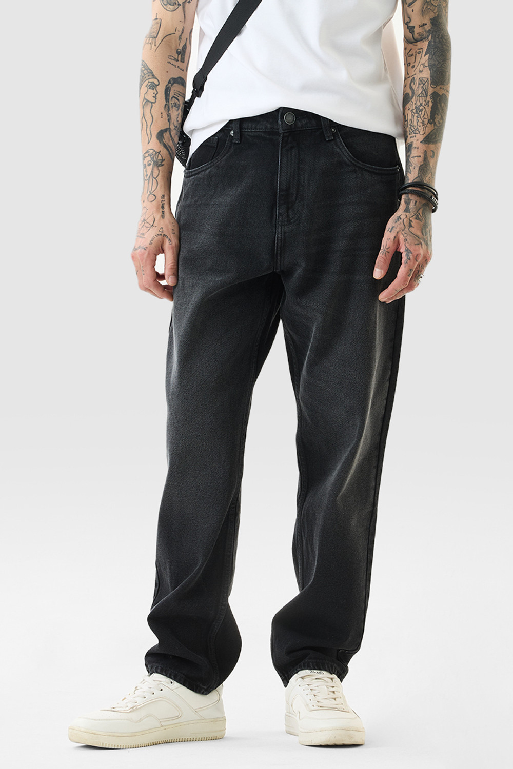 Image of Snitch Relaxed Fit Men Dark Grey Jeans