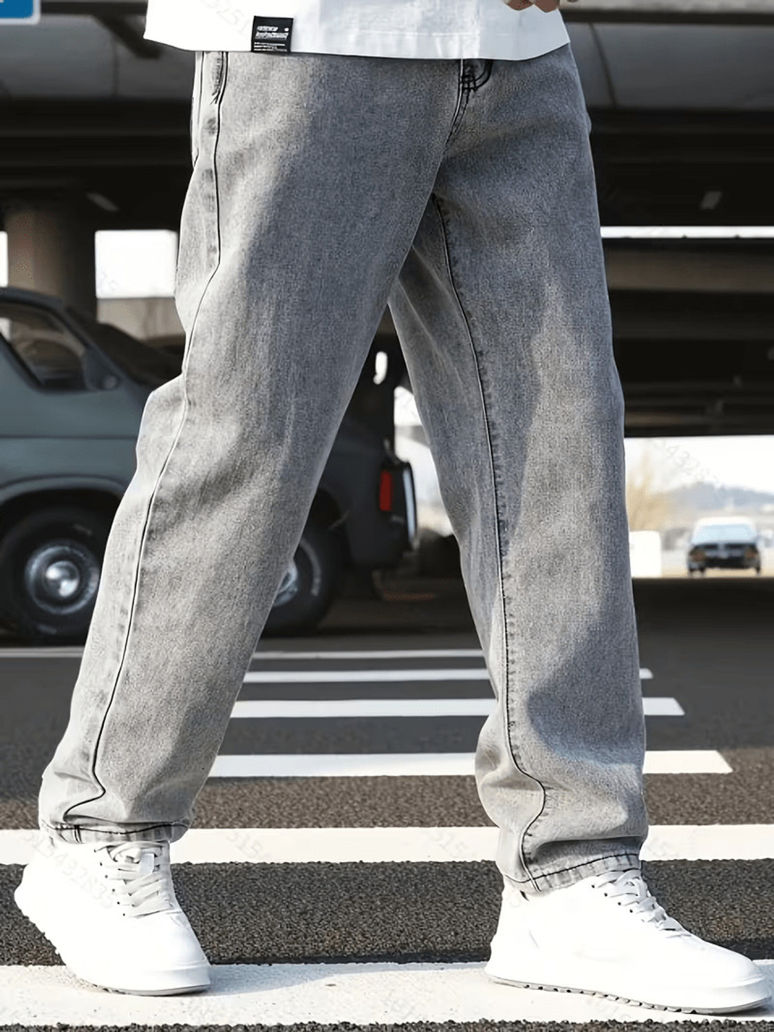 Image of DENIM4MEN Straight Fit Men Grey Jeans