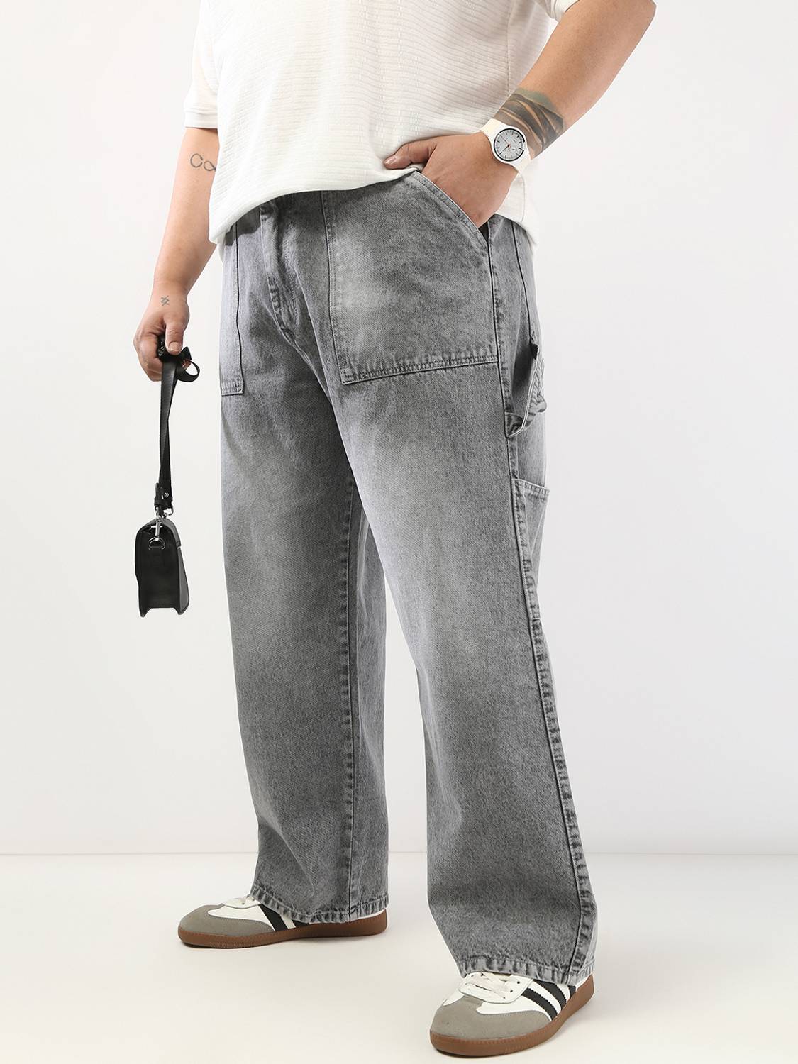 Urbano Plus Loose Fit Men Grey Jeans - Image 2