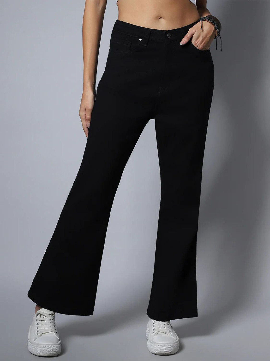 Image of Houeofcommon Boot-Leg Women Black Jeans