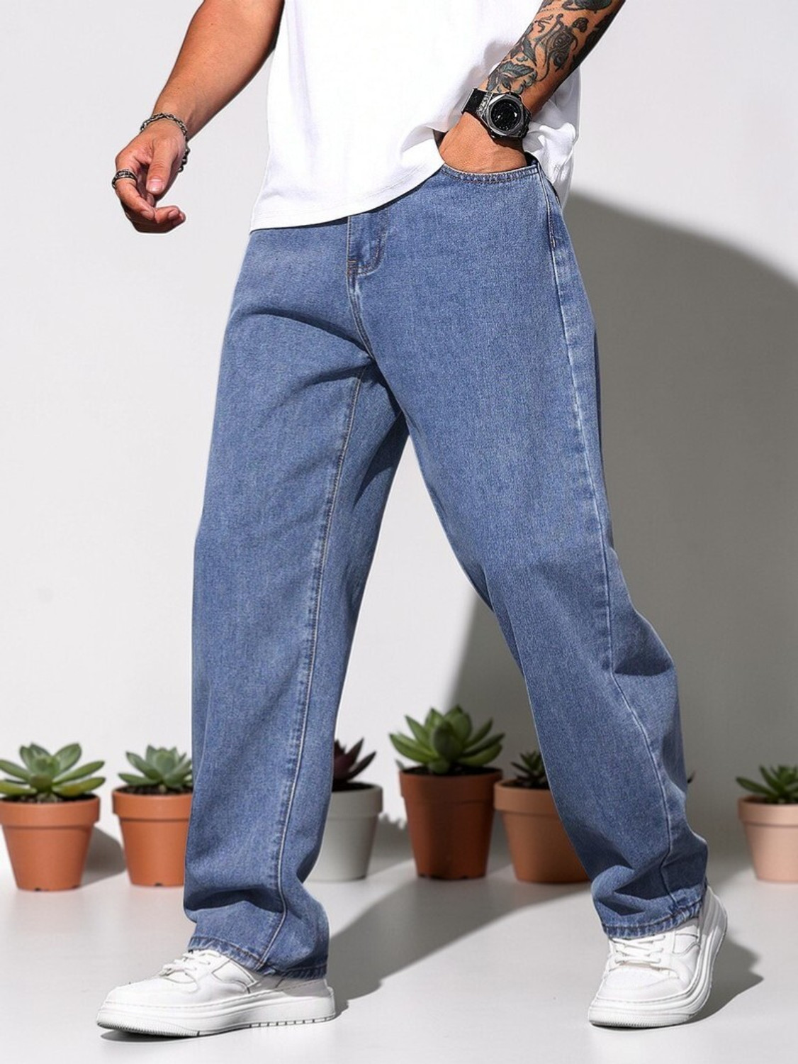Image of ZAYSH Loose Fit Men Blue Jeans