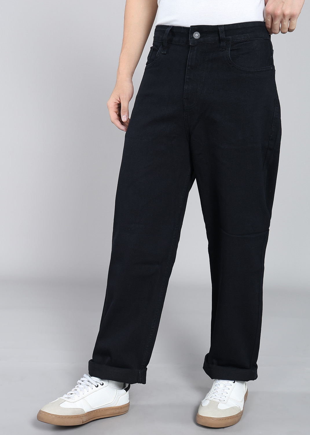 Image of Roadster Men Loose Fit Mid Rise Black Jeans