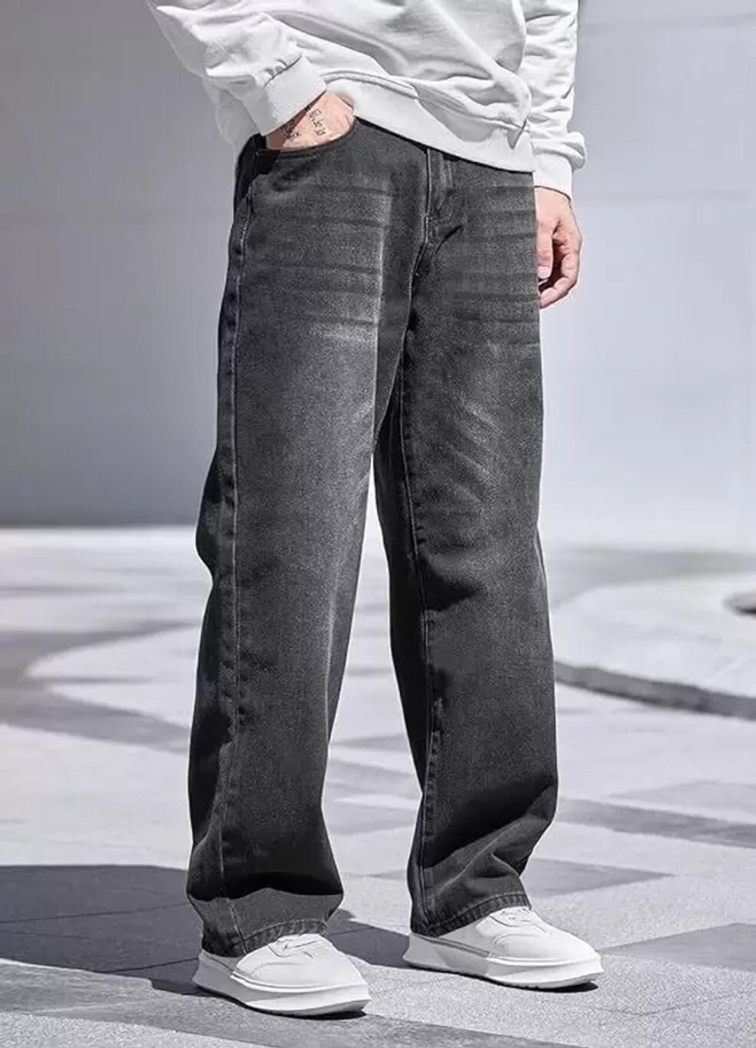 Image of JAARA Relaxed Fit Men Dark Grey Jeans