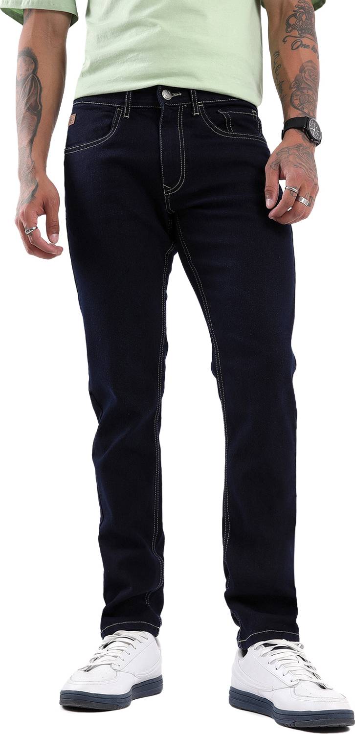 WROGN Men Slim Mid Rise Dark Blue Jeans