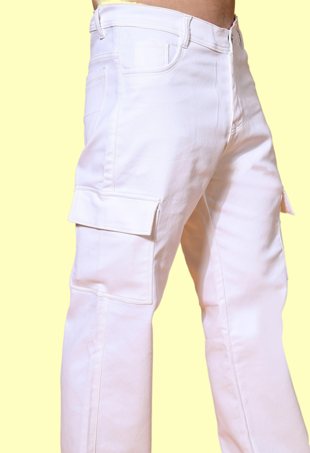 Image of Flaring Jogger Fit Men White Jeans