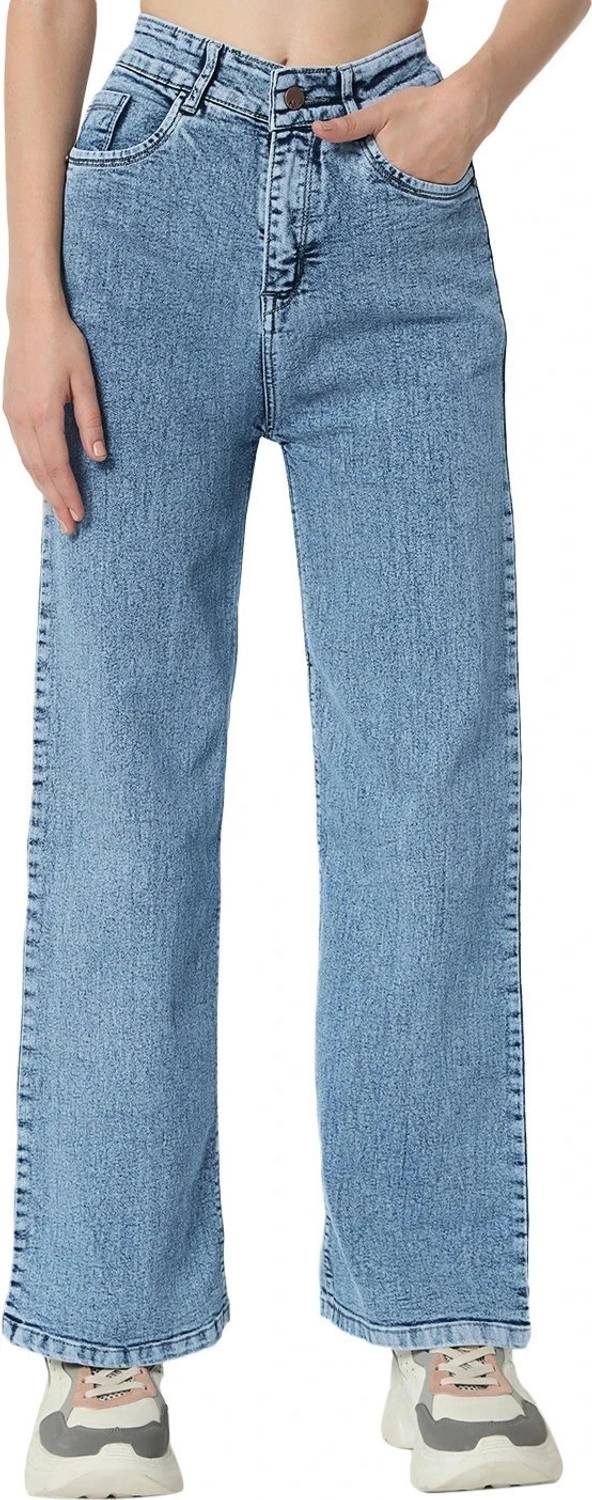 AKACY Wide Leg Women Light Blue Jeans