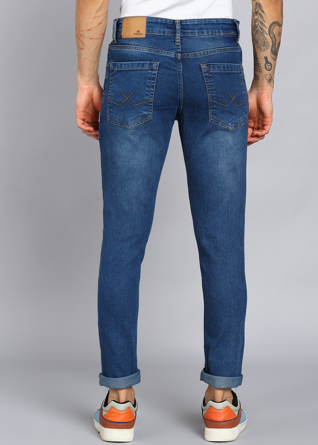 Image of WROGN Slim Men Dark Blue Jeans