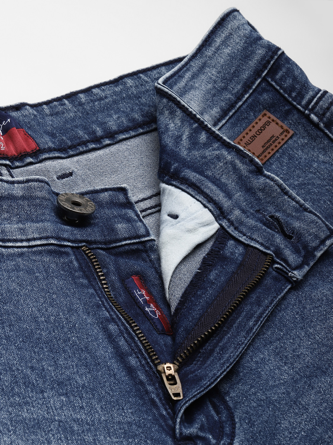 Image of Allen Cooper Comfortable Slim Mid Rise Stretchable Slim Men Blue Jeans