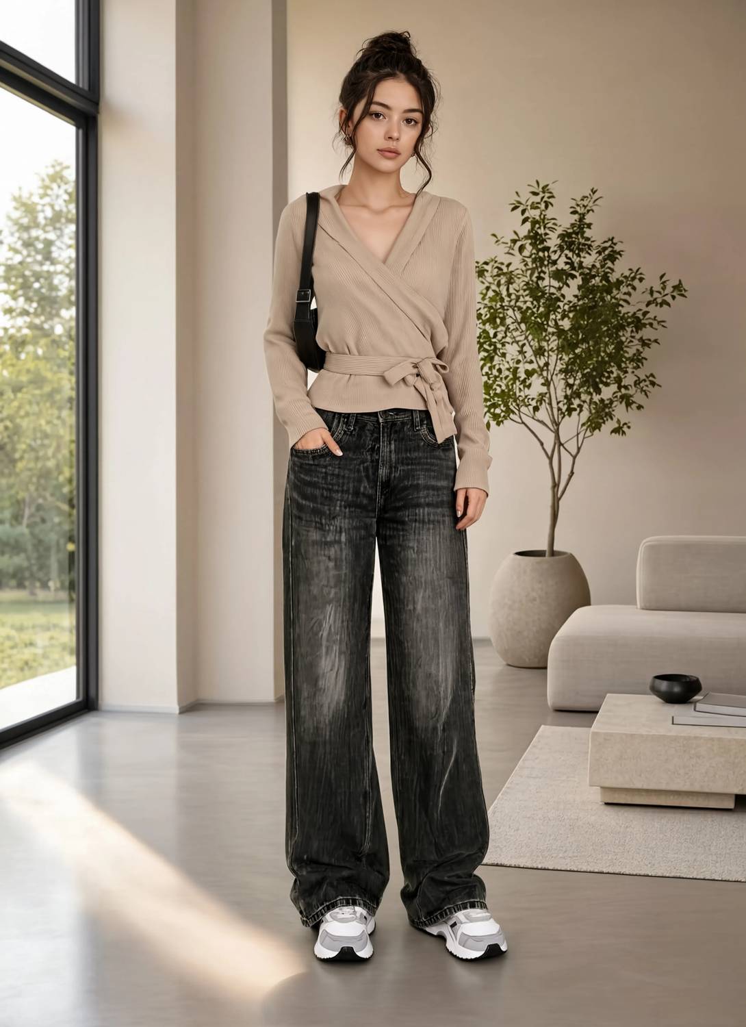 KP Denim Co Wide Leg Black Jeans