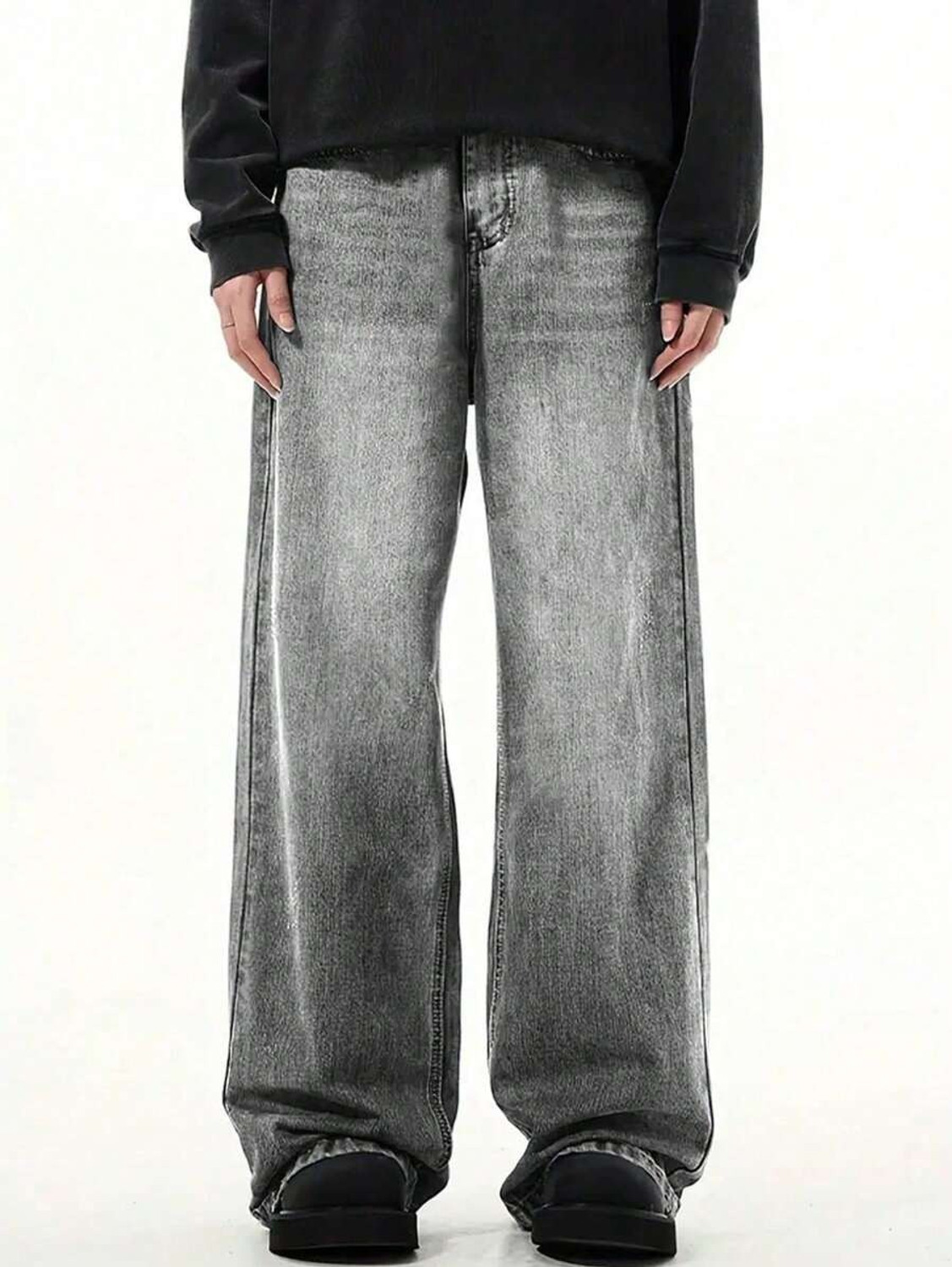 Image of YAMEETFIT Straight Fit Men Grey Jeans