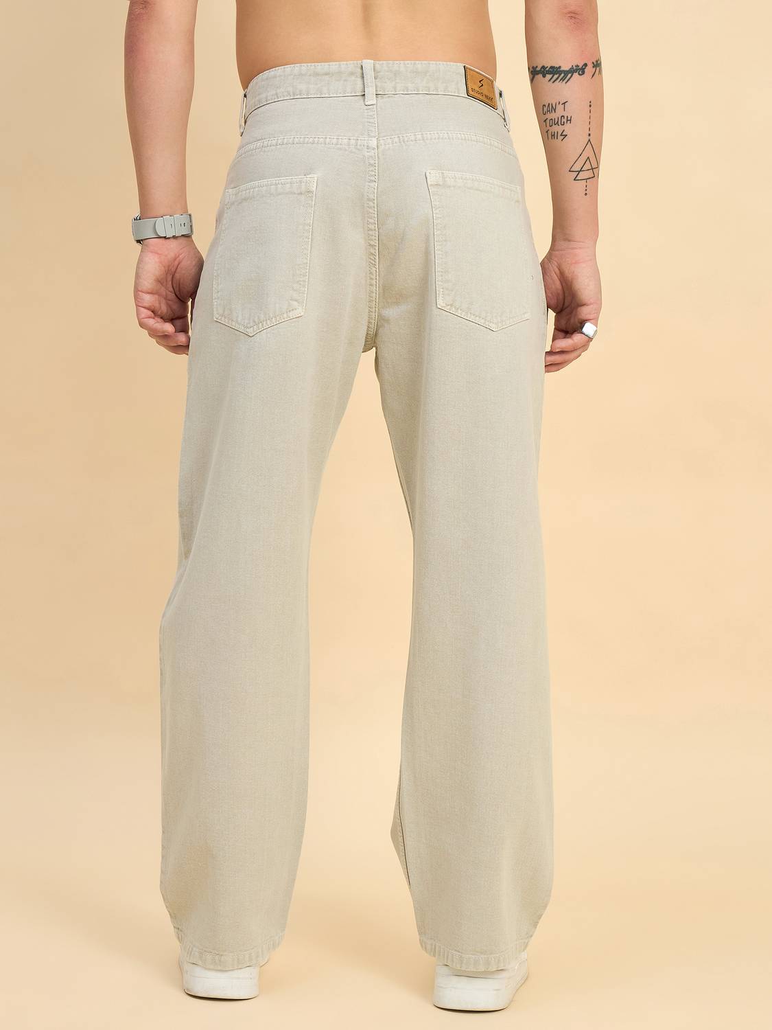 STUDIO NEXX Loose Fit Men Beige Jeans - Image 2