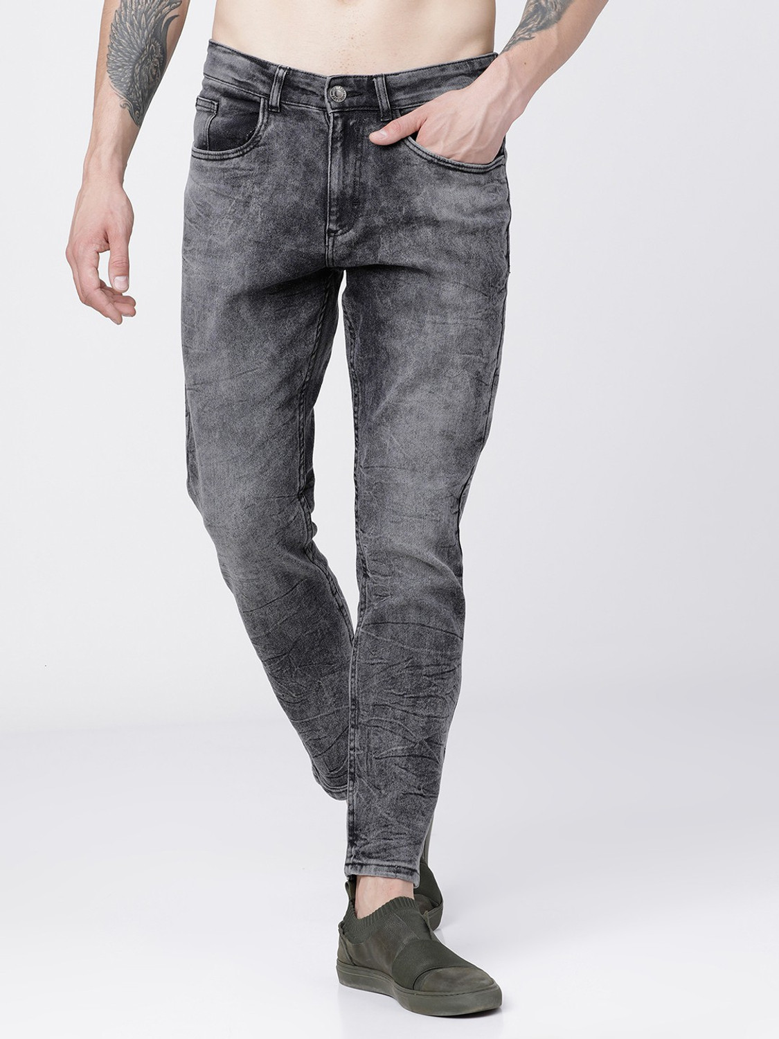 Image of HIGHLANDER Tapered Fit Men Dark Grey Jeans